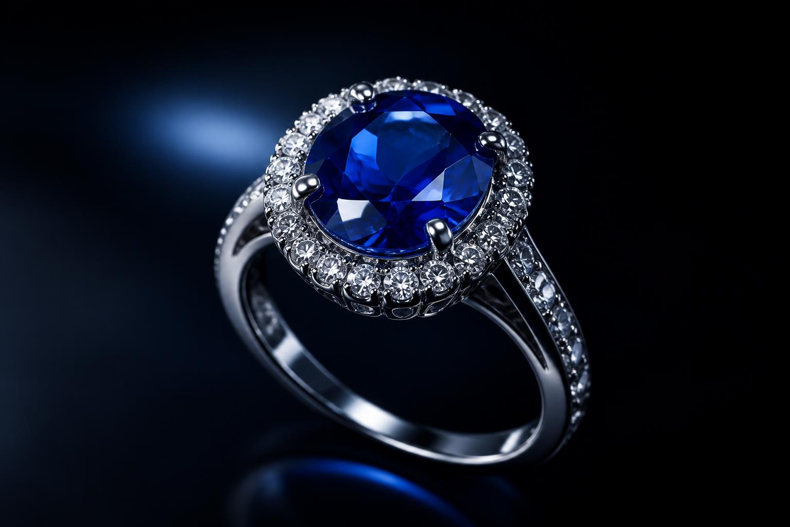 Ceylon sapphire halo ring
